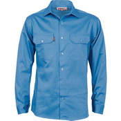 Cotton Drill Work Shirt With Gusset Sleeve - Long Sleeve