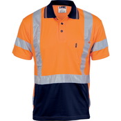 HiVis D/N Cool Breathe Polo Shirt with Cross Back R/Tape - Short Sleeve