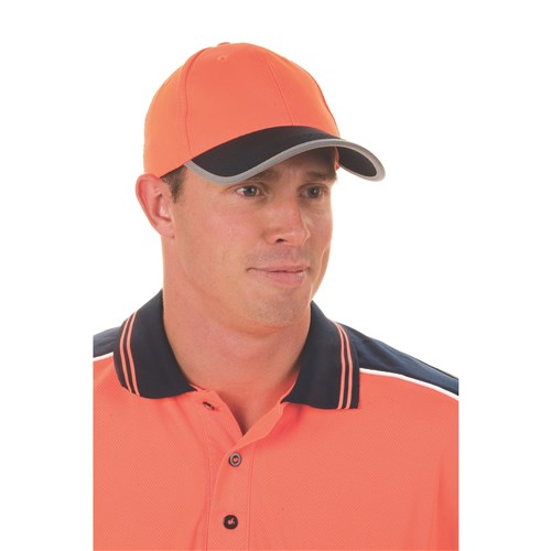 HiVis 2 tone cap with reflective trim & velcro strap