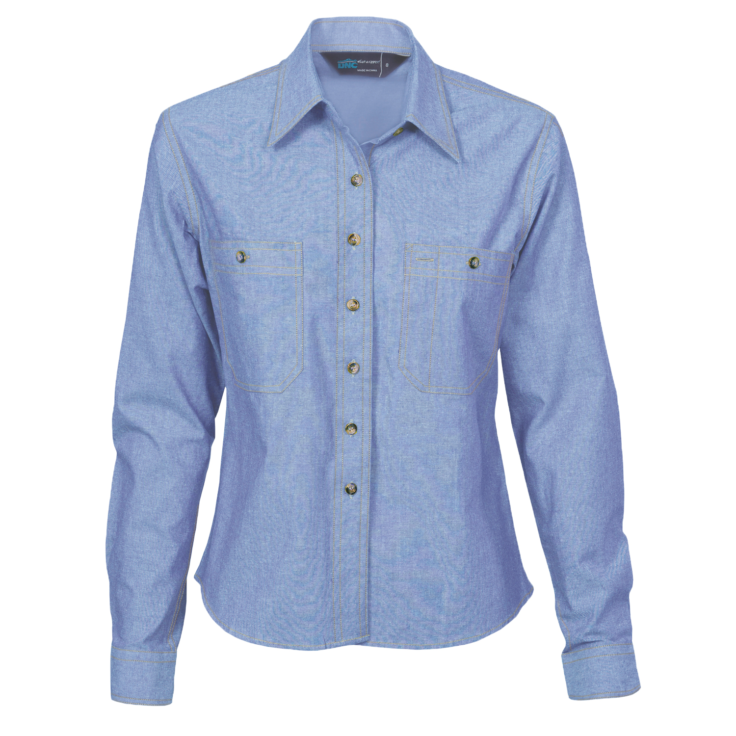 DNC Ladies Cotton Chambray Shirt - Long Sleeve | 4106