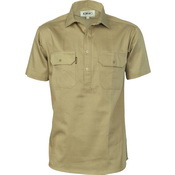 Cotton Drill Close Front Work Shirt - Short Sleeve