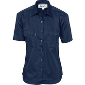 Ladies Cotton Drill Work Shirt - Short Sleeve