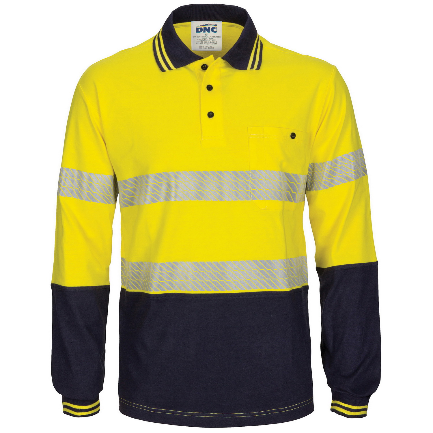 HIVIS Segment Tape Cotton Jersey Polo - Long Sleeve