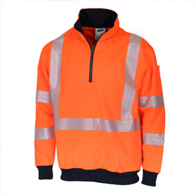 Polar Fleece Jacket Jumper Hi Vis Safety Work Wear 1/4 Zip Fluoro Green Orange 