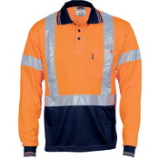 HiVis D/N Cool Breathe Polo Shirt with Cross Back R/Tape - Long Sleeve