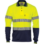 Cotton Back Polo G-tape, L/S Yellow/Navy XS