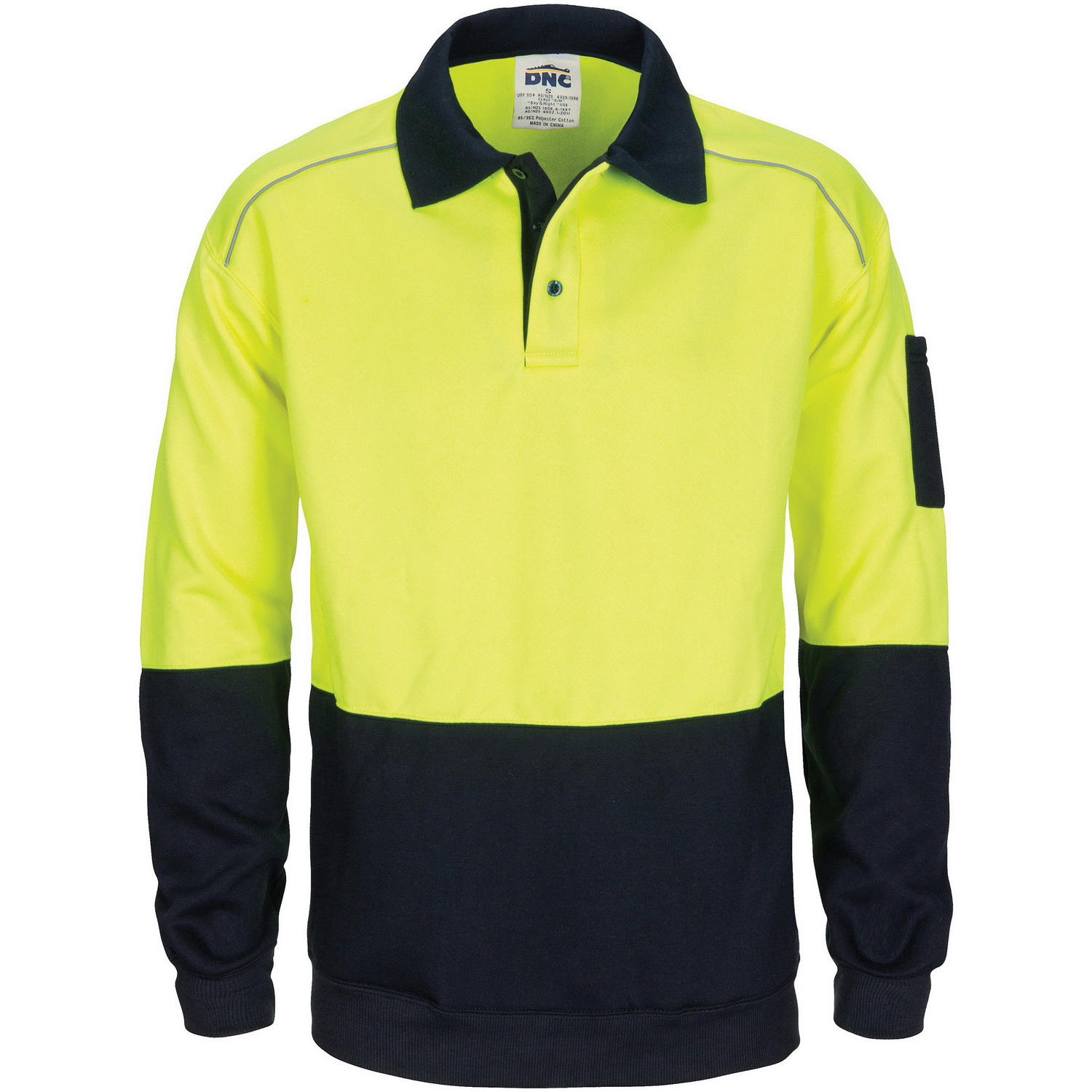 HiVis Rugby Top Windcheater with Two Side Zipped Pockets