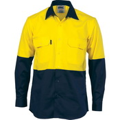 HiVis Cool-Breeze Vertical Vented Cotton Shirt - Long sleeve