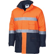 PVC HiVis Long Quited Jacket T Orange/Navy 5XL