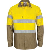 HiVis L/W Cool-Breeze T2 Vertical Vented Cotton Shirt with Gusset Sleeves. Generic Tape - Long sleev