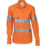 Ladies HiVis Cool-Breeze Cott on Sh irt with 3M R/Tape - Long sleeve