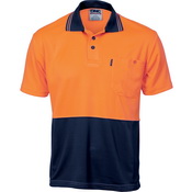 HiVis Two Tone Cool Breathe Polo Shirt, Short Sleeve