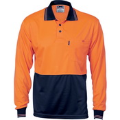 HiVis Polo Micro L/S Orange/Navy L