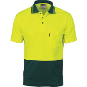 Cotton Back HiVis Two Tone Fluoro Polo - Short Sleeve