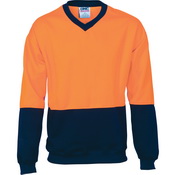 HiVis Two Tone Fleecy Sweat Shirt (Sloppy Joe) V-Neck