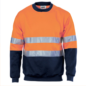 HiVis Two Tone Fleecy Sweat Shirt (Sloppy Joe) with CSR R/Tape Crew-Neck