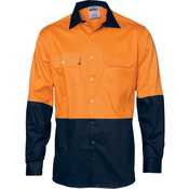 HiVis Two Tone Cotton Drill Shirt - Long Sleeve