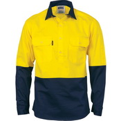HiVis Two Tone Close Front Cotton Drill Shirt - long sleeve Guss et Sleeve