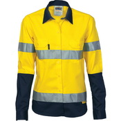 Ladies HiVis Two Tone Drill Sh irt
with 3M R/Tape - Long sleeve