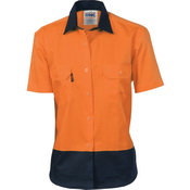 Ladies HiVis 2 Tone Cool-Breeze Cotton Shirt - Short Sleeve