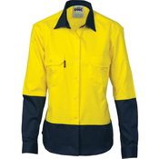 Ladies HiVis 2 Tone Cool-Breeze Cott on        Sh irt - Long Sleeve