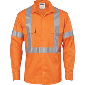 HiVis Cool-Breeze Cross Back Cotton Shirt with 3M R/Tape - long sleeve