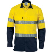 HiVis 3 Way Cool-Breeze Cotton Shirt with CSR/Tape - Long sleeve