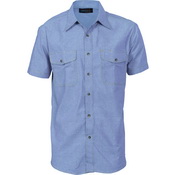 Mens Twin Flap Pocket Cotton Chambray - Short Sleeve