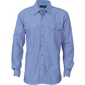 Mens Twin Flap Pocket Cotton Chambray - Long Sleeve