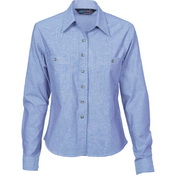 Ladies Cotton Chambray Shirt - Long Sleeve