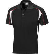 Contrast Mesh N Piping Polo Black/Red/White 5XL